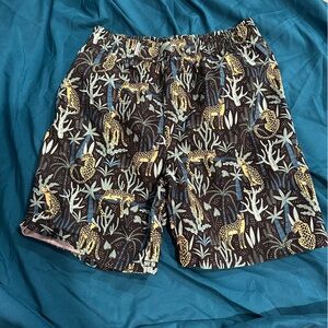 Ruffle Butts Leopard Jungle Print Swim Trunks